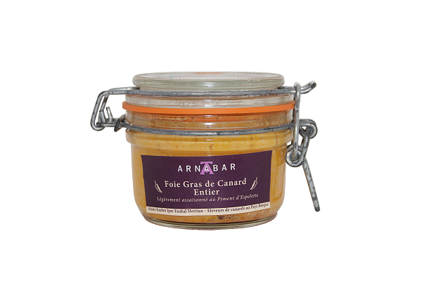 ARNABAR- Foie gras de canard entier au Piment d'Espelette- Recette Traditionnelle 130GR 