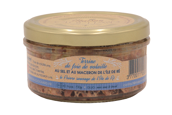 MAISON CLOCHARD- Terrine de foies de volaille au sel et poivre sauvage (maceron) de l'Ile de Ré- 130g