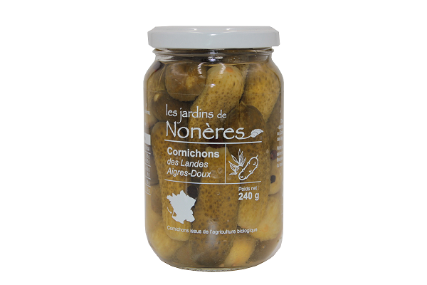 Les Jardins de Nonères- Cornichons BIO des Landes Aigre Doux - 240g