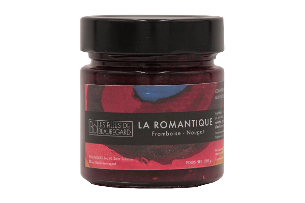 LES FILLES DE BEAUREGARD- Confiture "LA ROMANTIQUE": framboise  aux éclats de nougat- 250g