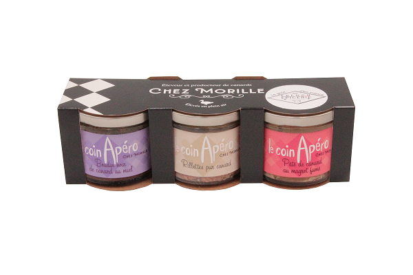 Coffret Apéritif:  Assortiment de 3 tartinables de canard "Coin Apéro 3*90g" (choix 1)