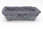Corbeille rectangulaire en osier gris habillée de tissu( 33x23x9cm)